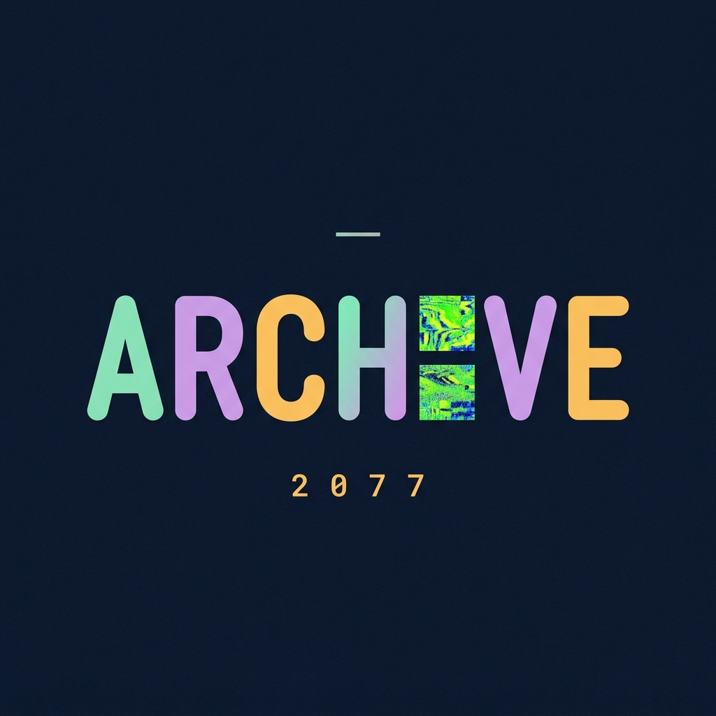 Futuristic Design of Archive 2077 with Colorful Letters