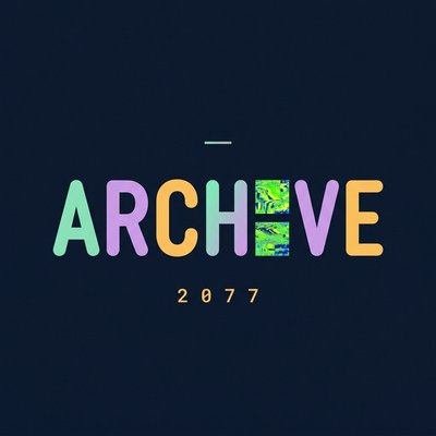 Futuristic Design of Archive 2077 with Colorful Letters