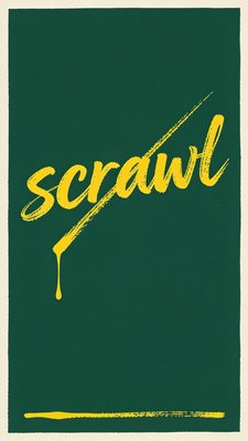 Artistic Representation of the Word Scrawl in Bold Yellow