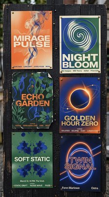 Vibrant Music Event Posters Display
