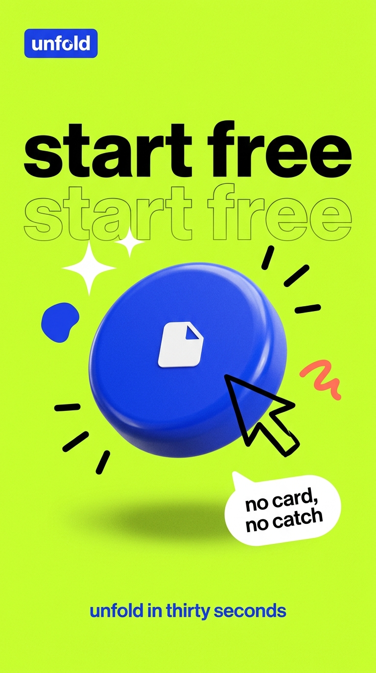 Promotional Graphic for Unfold App with Catchy Call to Action